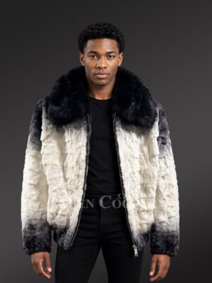 2 Tone Mink Bomber with Fox Collar