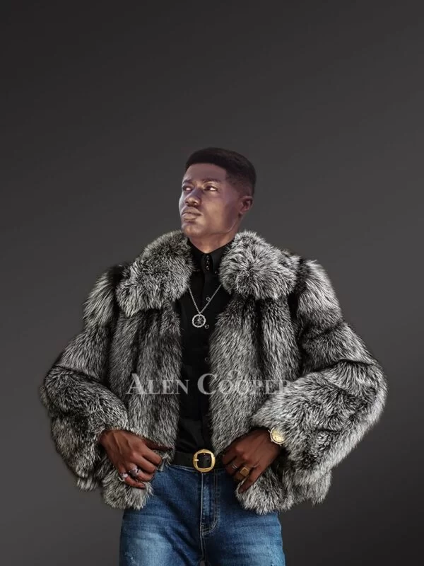 Mens Silver Fox Bomber Jacket for Incredible Warmth & High-Fashion Looks - Image 5