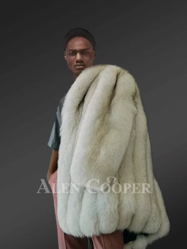 Mens Fox Fur White Coat Brings Unparallel Elegance and Comfort - Image 3