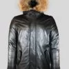 Black Real Leather Parka