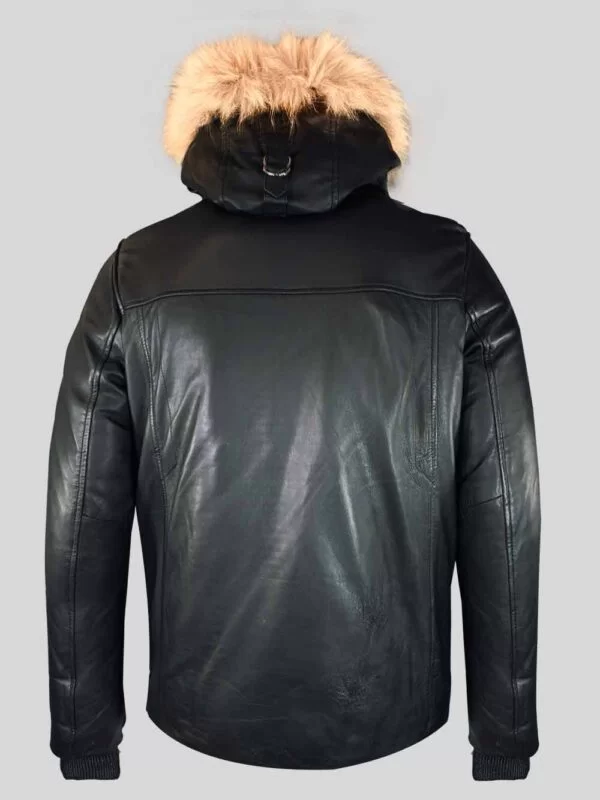 Mens Leather Parka with Raccoon Fur in Hood – Perfect Union of Fashion & Comfort - Image 3