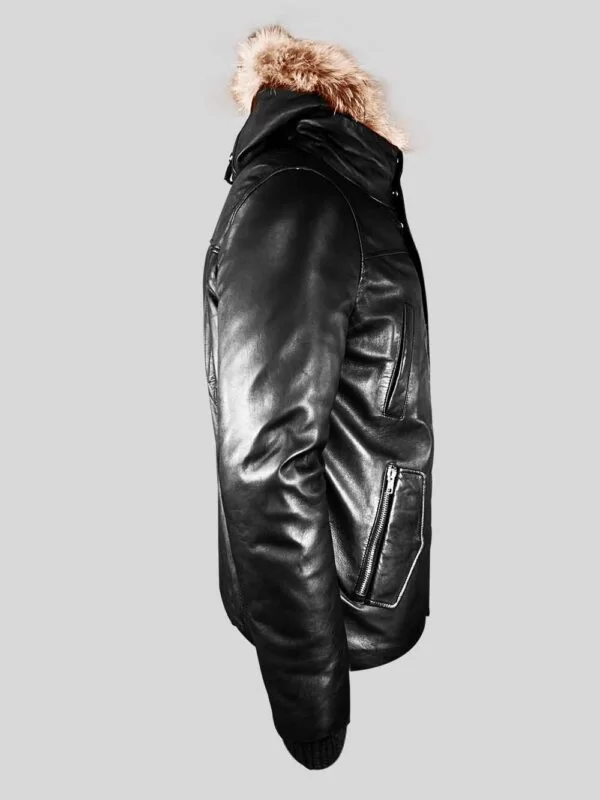 Mens Leather Parka with Raccoon Fur in Hood – Perfect Union of Fashion & Comfort - Image 2