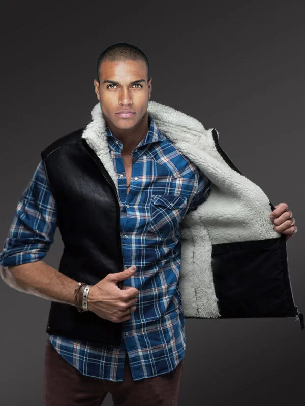 Men's shearling Vest - Image 2