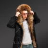 Men’s Finn Raccoon Fur Black Hybrid Parka