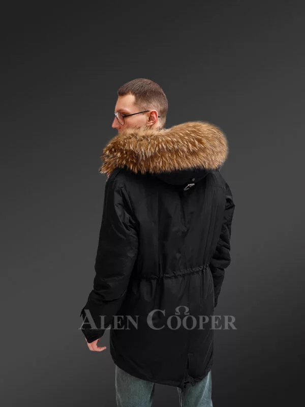 More Careless Yet More Careless You in Men’s Finn Raccoon Fur Black Hybrid Parka Convertibles with Rabbit Liner - Image 4