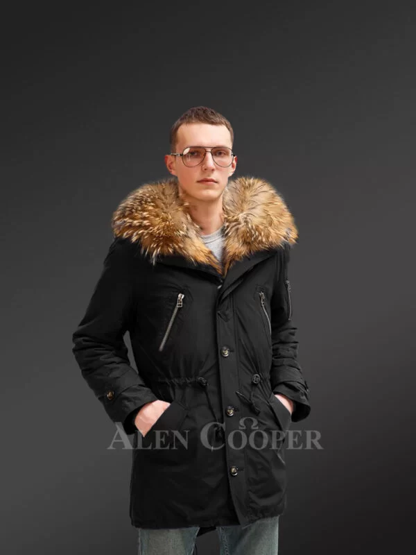 More Careless Yet More Careless You in Men’s Finn Raccoon Fur Black Hybrid Parka Convertibles with Rabbit Liner - Image 3