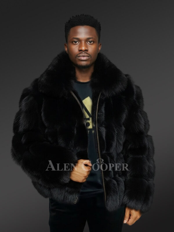 Mens Fox Fur Black Coat To Look Classy and Trendy