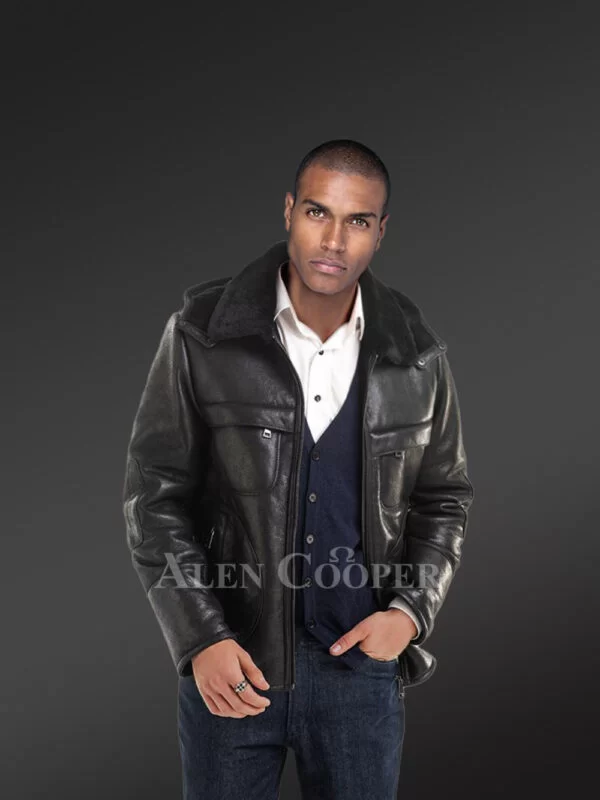 Premium Shearling Coat in Black for Men is a New Addition to Smart Wear - Image 2