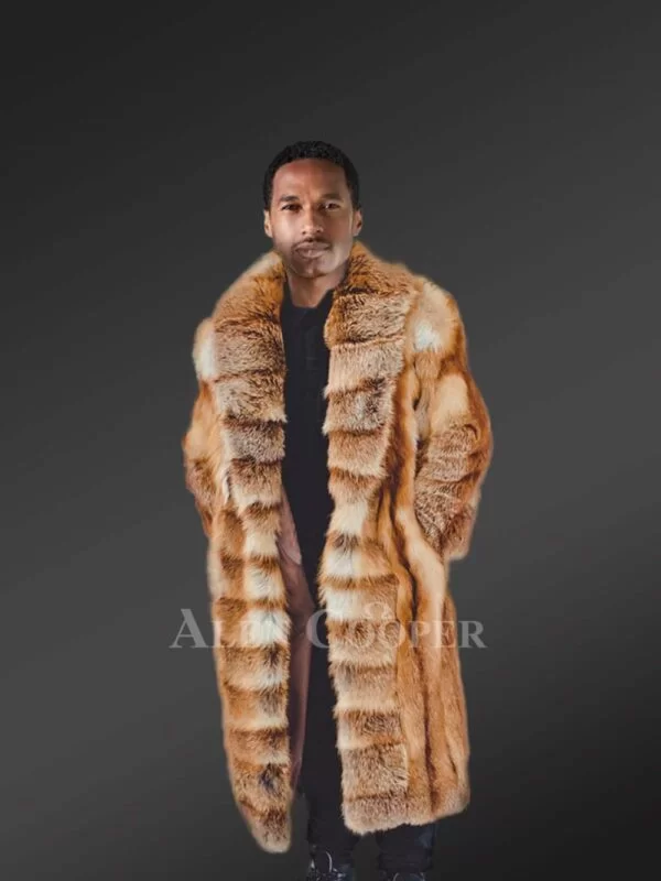 Mens Fox Fur Long Coat