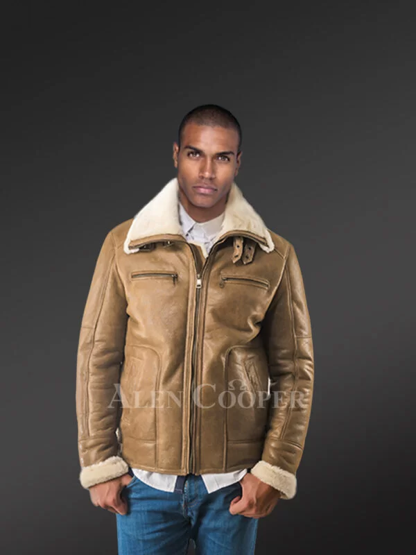 Men’s Genuine Sheepskin Shearling Bomber Jacket