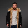 Men’s Golden Island Fox Fur Hybrid Black Parka Convertibles