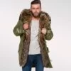 Men’s Hybrid Green Finn Raccoon Fur Parka Convertibles