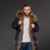 Men’s Hybrid Navy Finn Raccoon Fur Parka