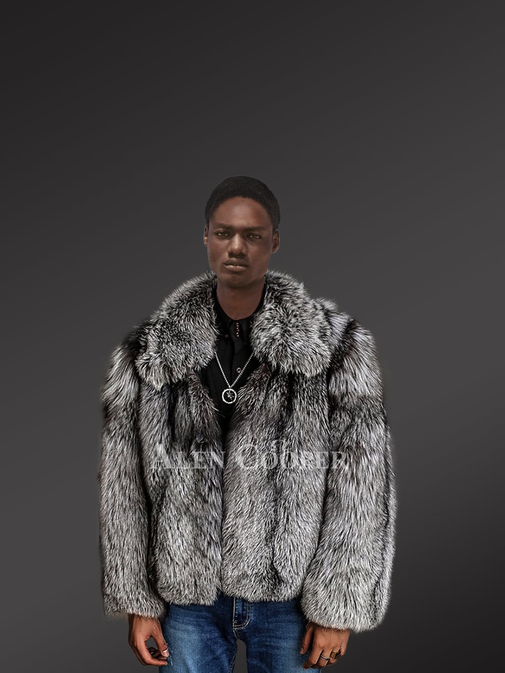 Impeccable Silver Fox Fur Bomber Jacket