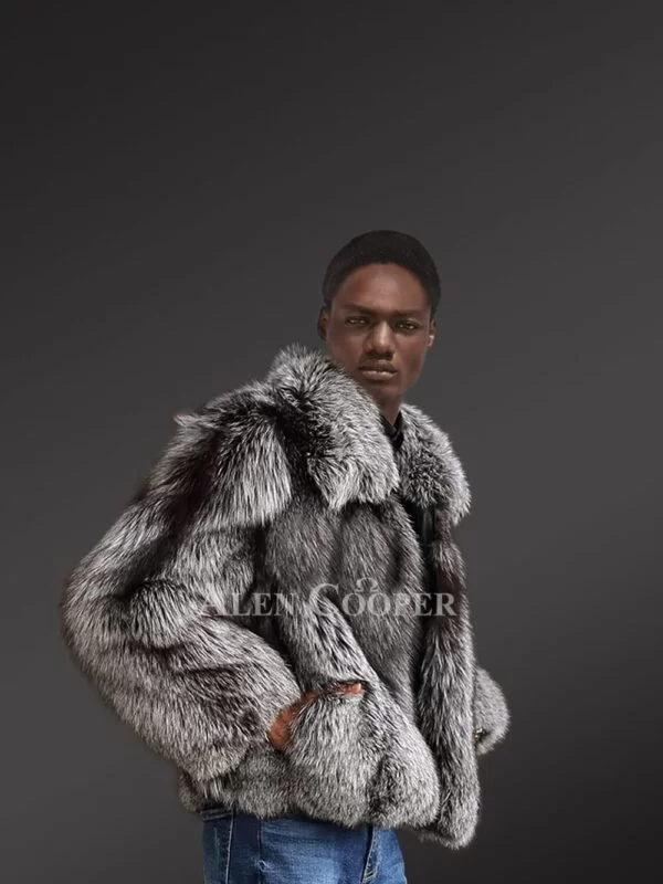 Mens Silver Fox Bomber Jacket for Incredible Warmth & High-Fashion Looks - Image 8