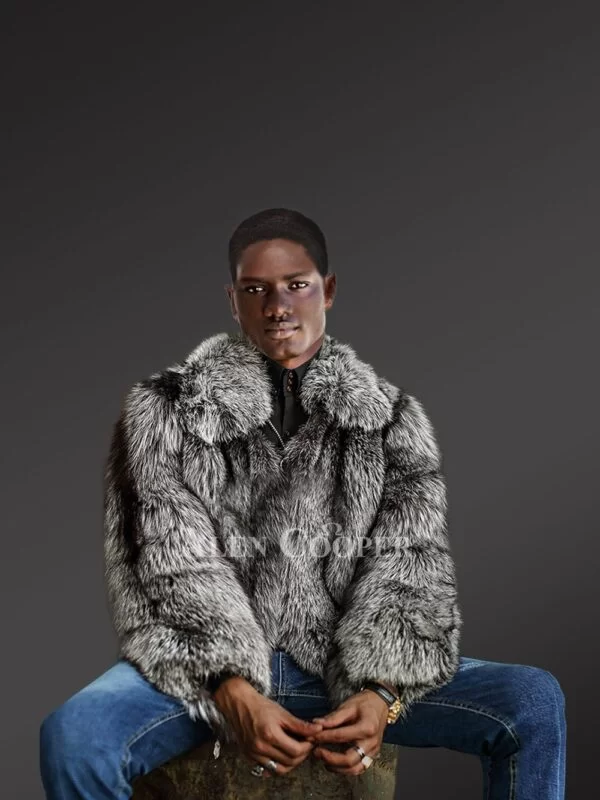 Mens Silver Fox Bomber Jacket for Incredible Warmth & High-Fashion Looks - Image 7