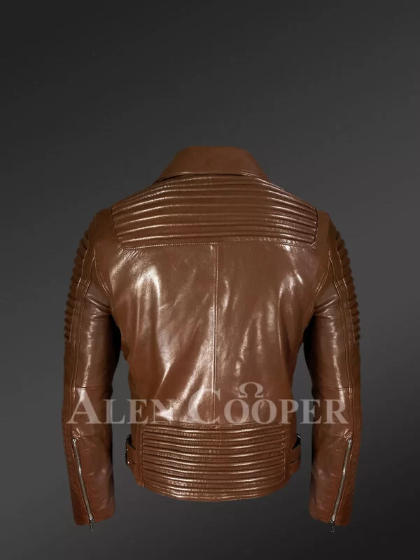 Men’s Italian Leather Moto Biker Jacket - Image 5