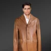 Men's Leather Blazer in Tan