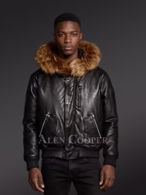 Mens Leather Parka with Raccoon Fur in Hood – Perfect Union of Fashion & Comfort