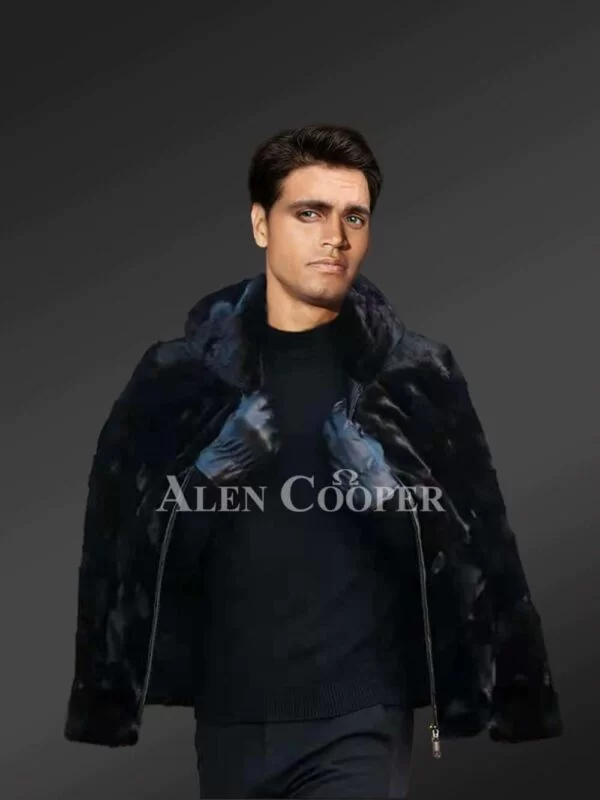 Mink Fur Jacket for Mens with Hood - Image 5