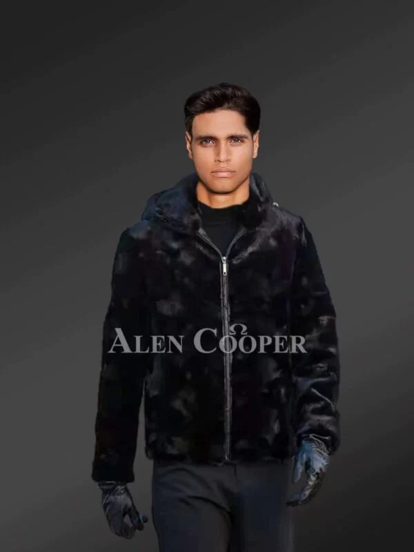 Mink Fur Jacket for Mens with Hood - Image 3