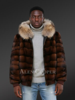 Men's Mink Fur Jacket with Hood is A Sporty Style Winter Wear