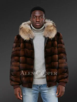 Men's Mink Fur Jacket with Hood