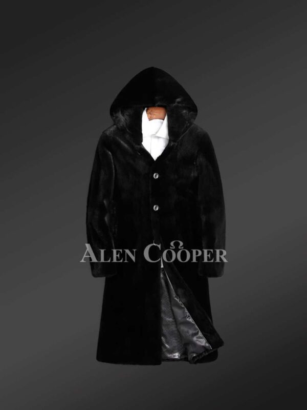 Full Skin Mink Fur Long Coat with Hood - Image 4