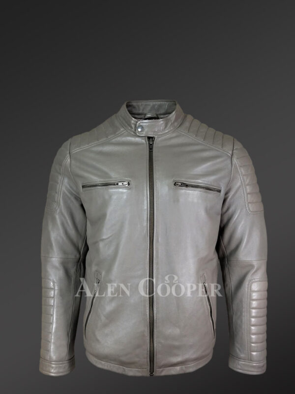 Men's Moto Biker Jacket in Grey