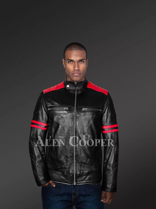 Mens Motorcycle Jacket with 2 Cross Pockets in Front