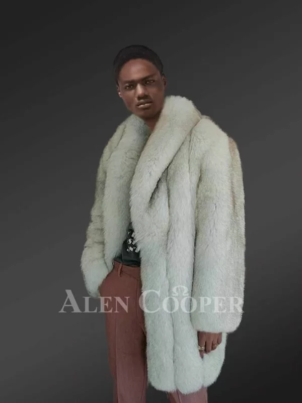 Mens Fox Fur White Coat Brings Unparallel Elegance and Comfort - Image 2