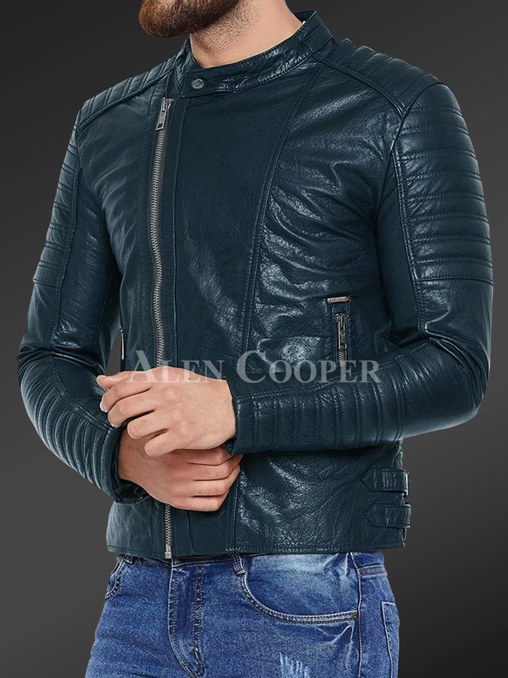 Mens Kyros Black Bomber Leather Jacket - NYC Leather Jackets-thanhphatduhoc.com.vn