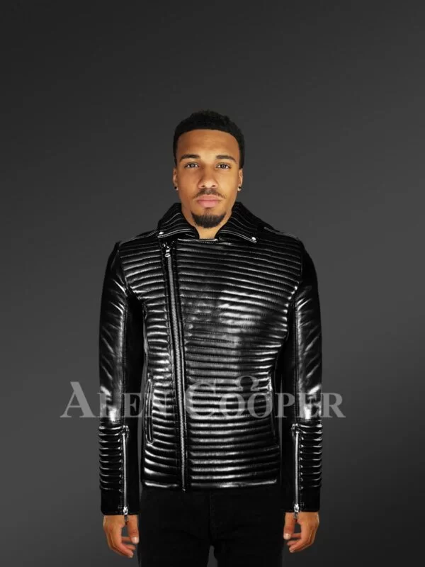 Men’s Quilted Black Leather Motorcycle Jacket