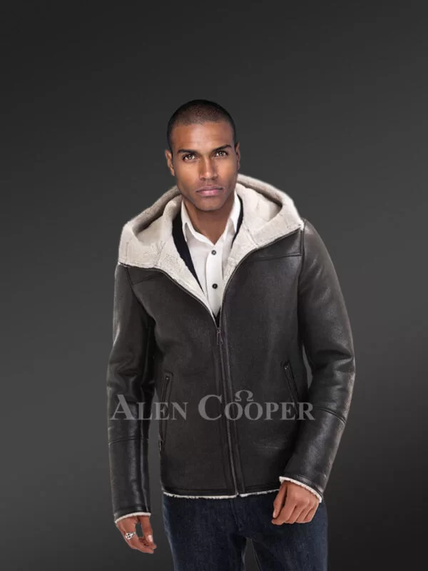 Men’s Real Stylish Shearling Jackets in Black