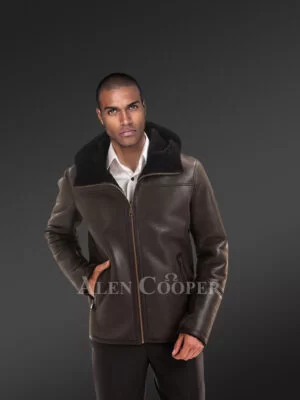 Men’s Real Stylish Shearling Jackets in Coffee