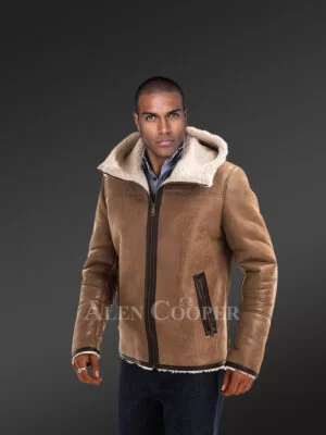 Men’s Real Stylish Shearling Jackets in brown