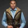 Men’s Short and Vintage Feel Double Face Shearling Winter Vest