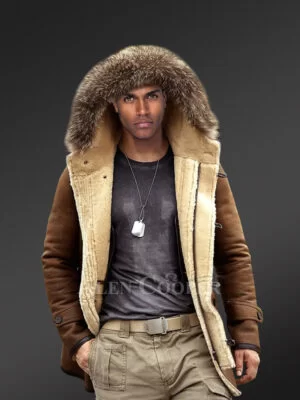 Men's Tan Genuine Shearling Jacket