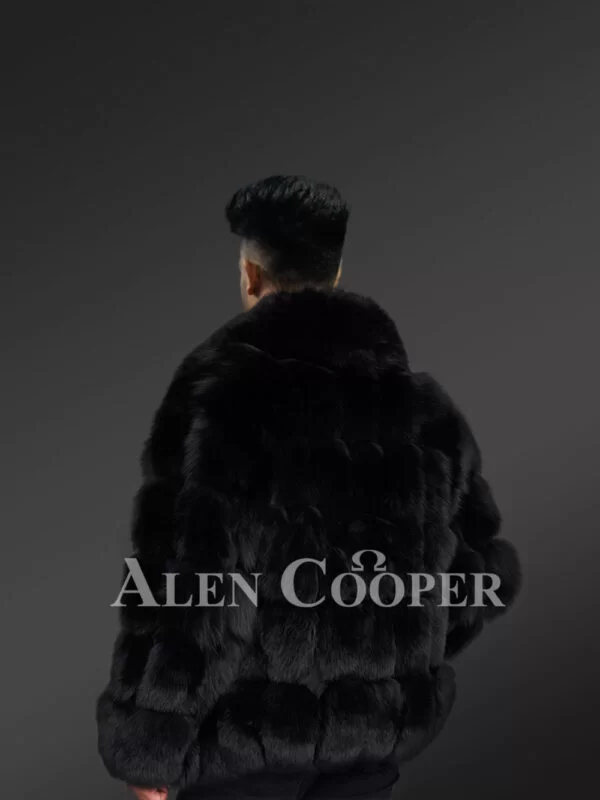 Mens Fox Fur Black Coat To Look Classy and Trendy - Image 4