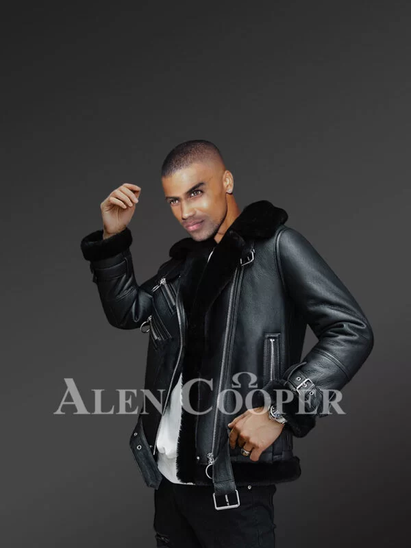 Men’s Genuine Shearling Jackets in Black to Redefine Your Appeal - Image 4