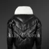 Men’s iconic premium lamb skin black v-bomber jacket with detachable white fur collar new