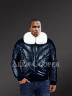 Black Bomber Leather Jacket Puffy Bomber Leather Jacket Alen Cooper