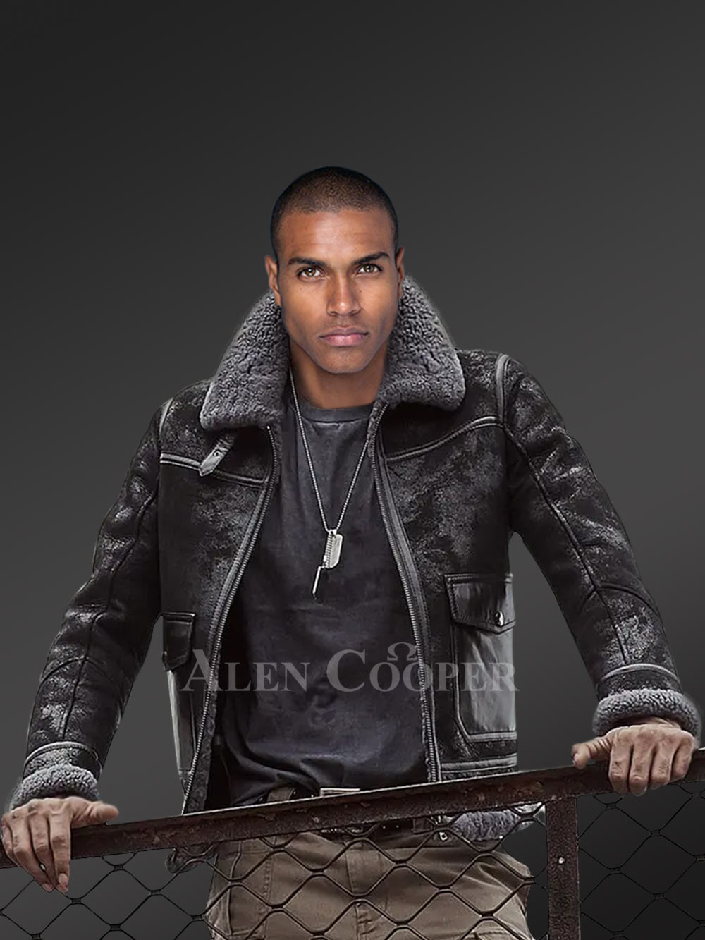 Men’s original shearling coats in black for style and sophistication