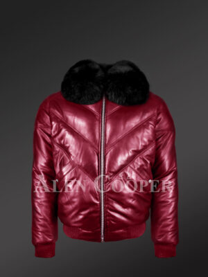 mens-trendy-and-traditional-real-warm-real-leather-v-bomber-jacket-with-black-fur-collar