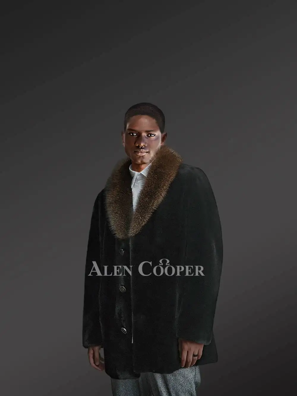 Full Skin Mink Fur Coat for Men with Striking Collar and Lapel - Image 2