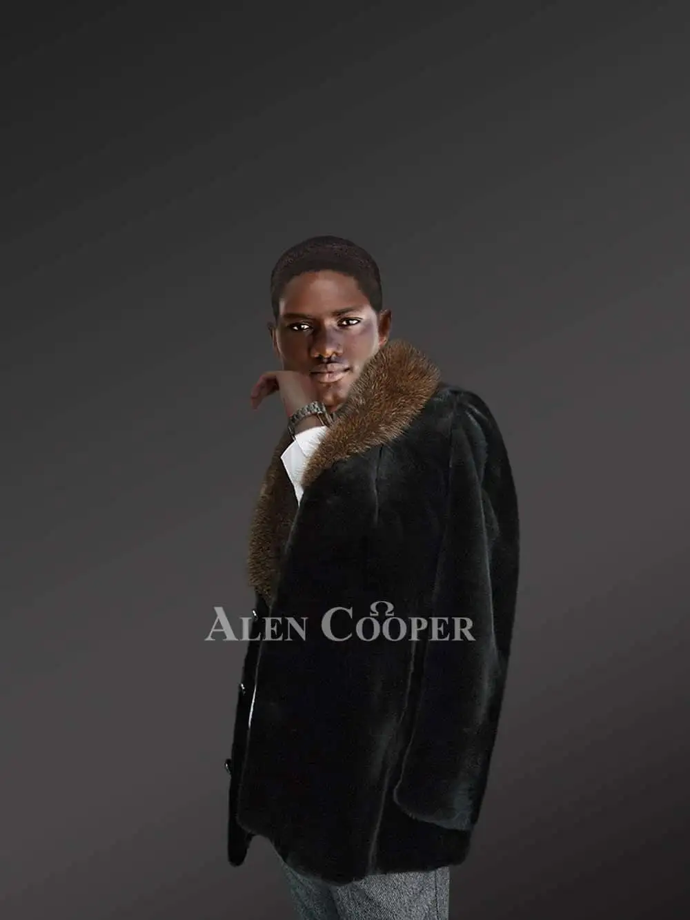 Full Skin Mink Fur Coat for Men with Striking Collar and Lapel - Image 6