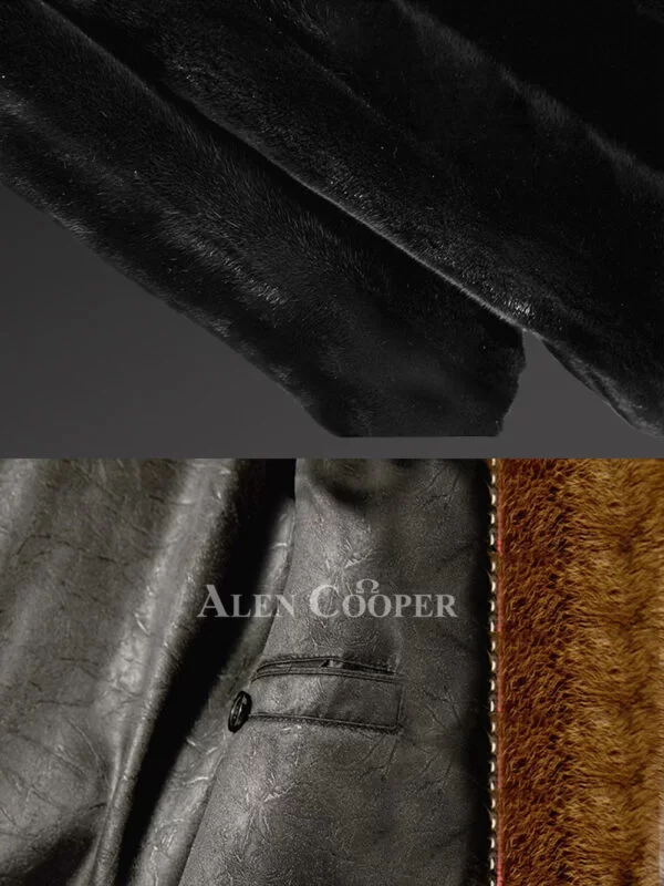 Full Skin Mink Fur Coat for Men with Striking Collar and Lapel - Image 8