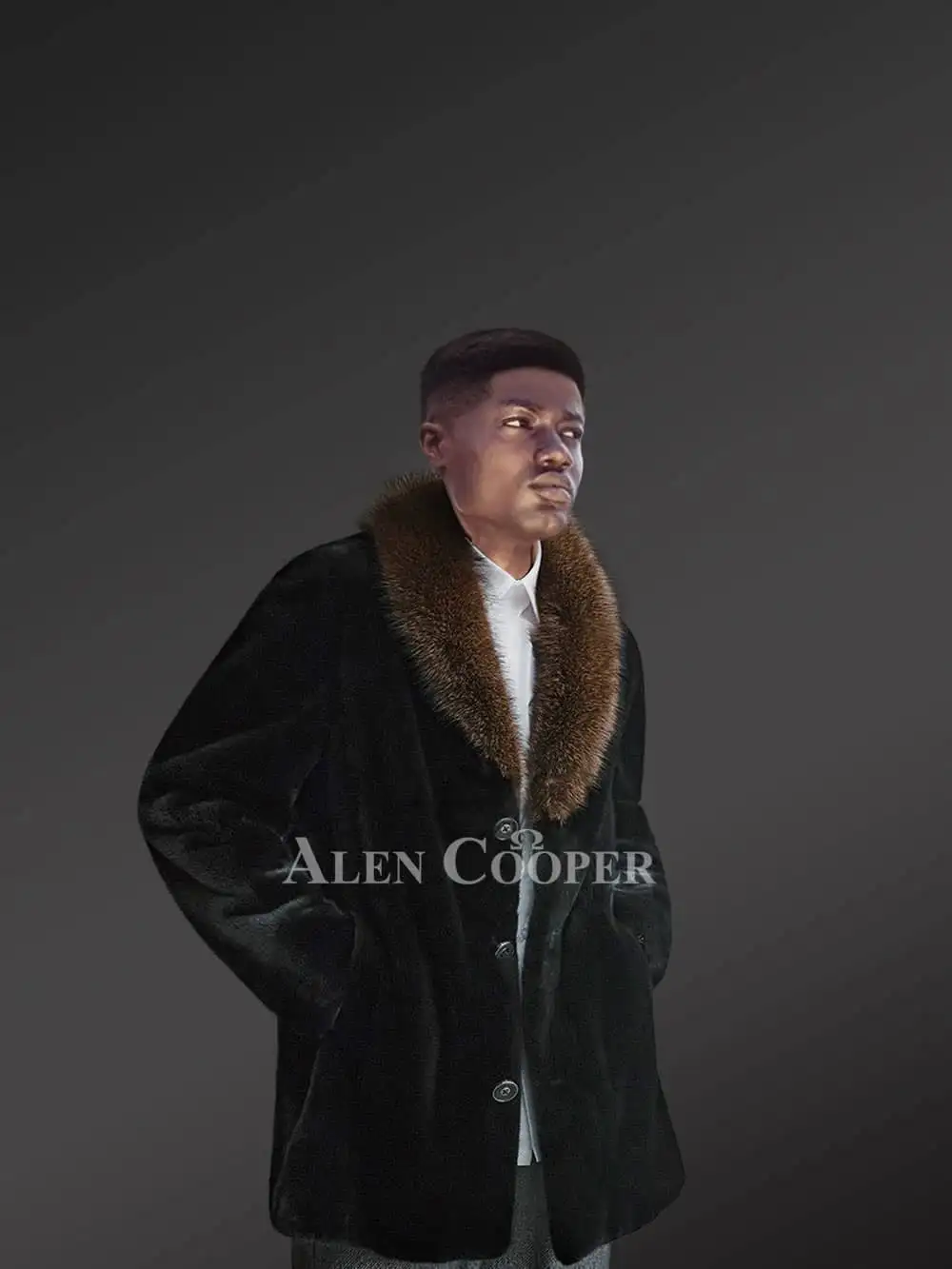 Full Skin Mink Fur Coat for Men with Striking Collar and Lapel - Image 5