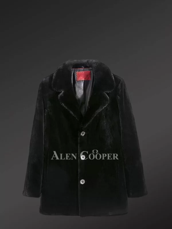 Full Skin Mink Fur Coat For Men with Stylish Buttons and Collar - Image 6