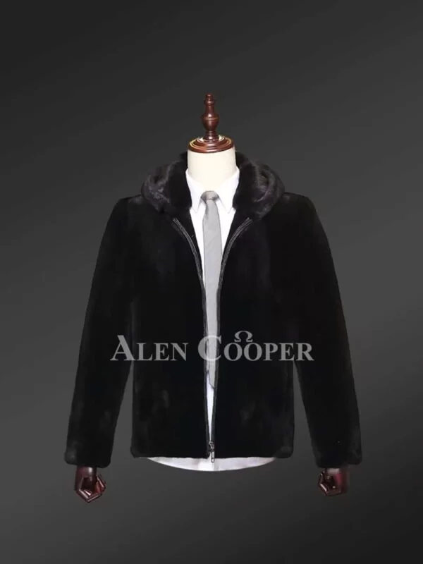 Full Skin Mink Fur Jacket with Hood - Image 4